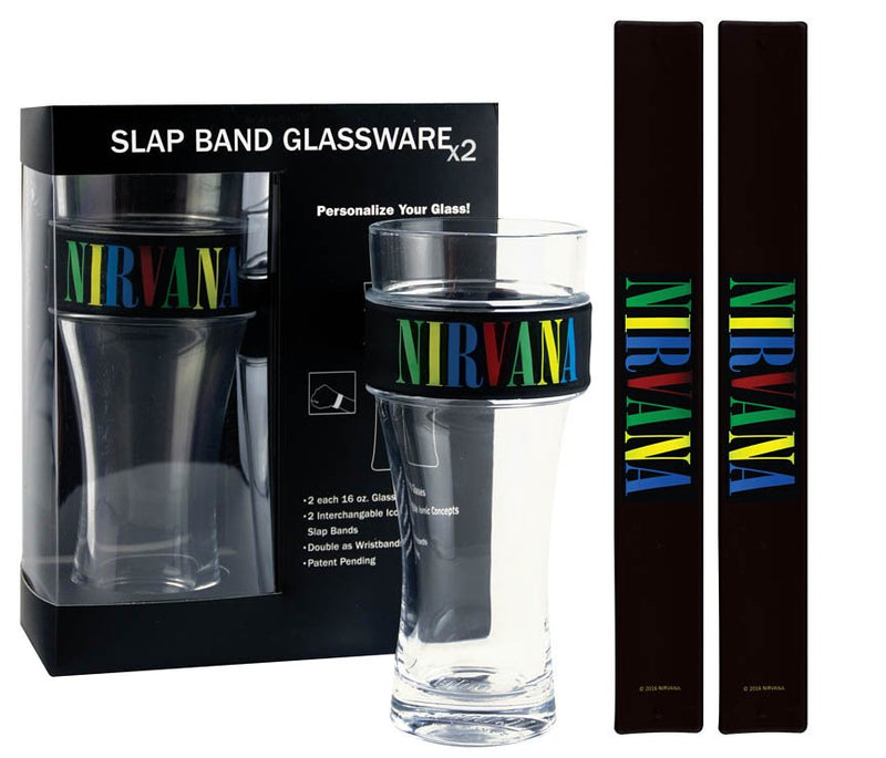 Iconic Concepts Nirvana 2-Pack Slap Band Pint Glassware Multi Color Logo