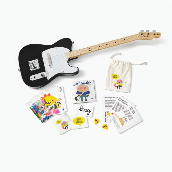 Loog Fender X Loog 3-String Telecaster Guitar - Black - LGPROEFTK