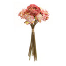 Melrose Coral Pink Peony and Hydrangea Flower Bouquet (Set of 6)