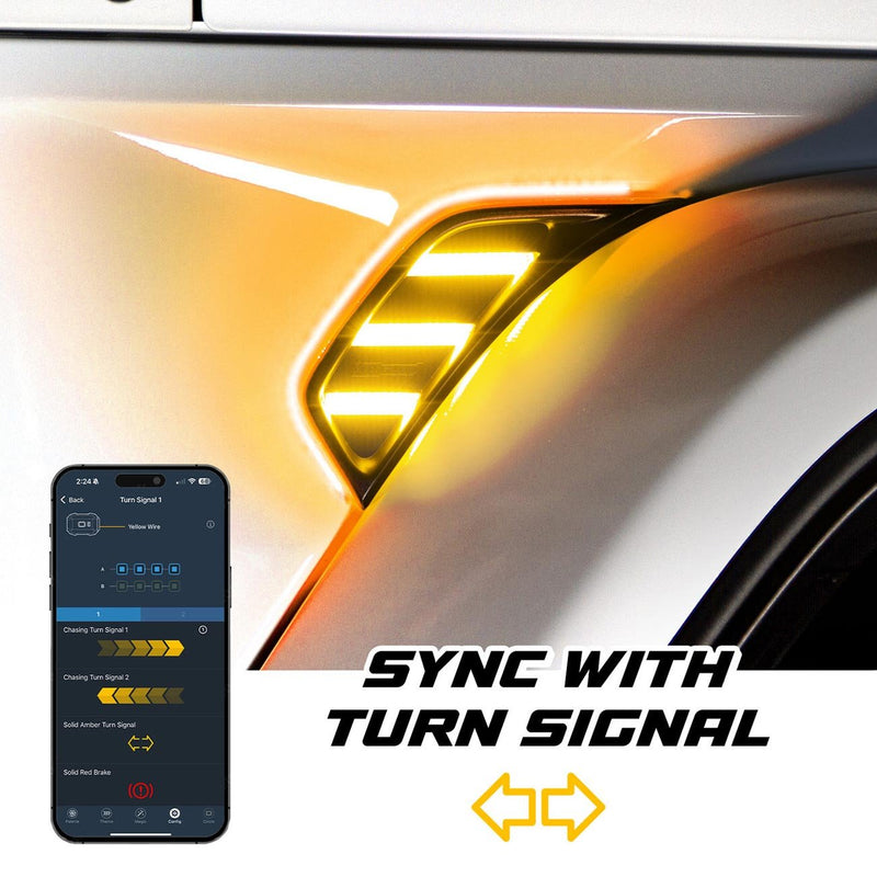 XKGlow XKmax RGB + Amber Jeep Fender Vent LED Light with App c - MX-VENT-RGB-KIT