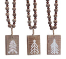 Melrose Rustic Wood Tree Tag Ornament with Beaded Hanger (Set of 6)