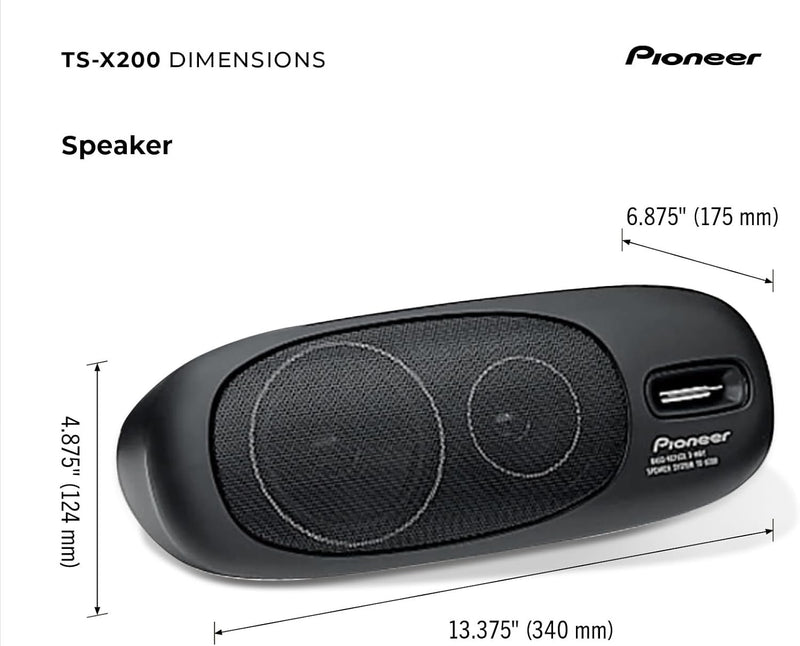 Pioneer TS-X200 4" 80 Watt 3-Way Surface Mount Speakers - Black - New Open Box
