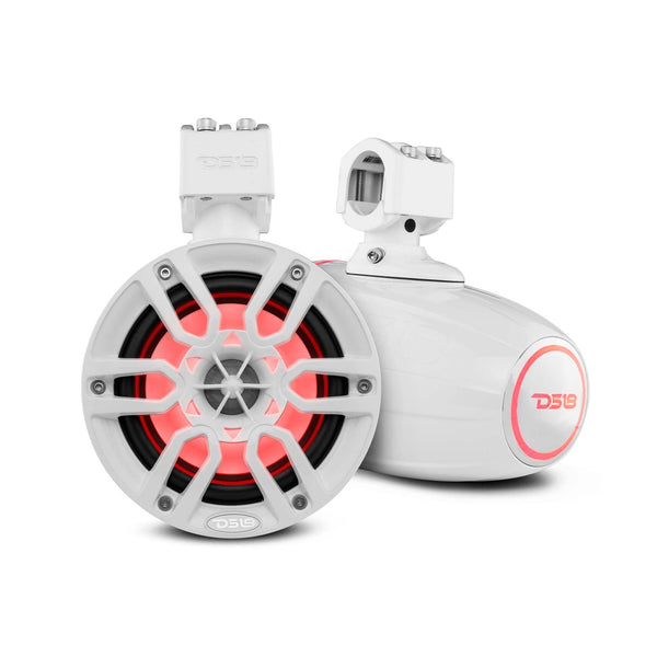 DS18 HYDRO NXL-X6TPWHNS 6.5" Marine Tower Speaker w/ Integrated RGB LED Lights