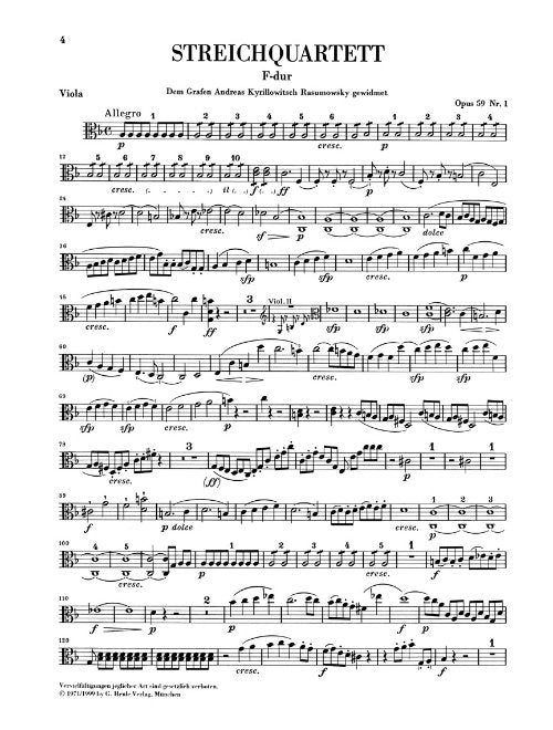 Beethoven String Quartets Op. 59, 74, 95 Sheet Music – Set of Parts