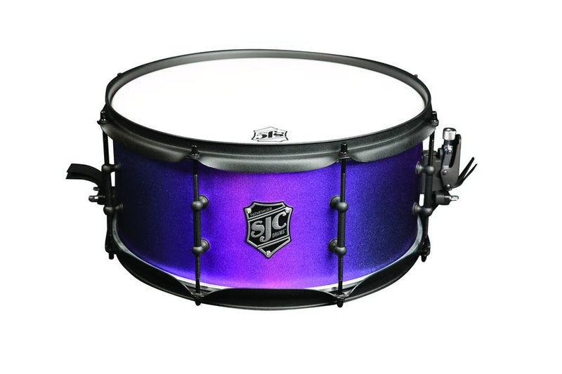 SJC Pathfinder Snare Drum 6.5x14 Maple Hybrid - Purple Glimmer w/ Black Hardware