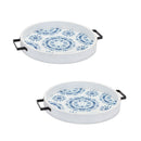 Melrose Round Wooden Tie-Dye Design Tray (Set of 2)