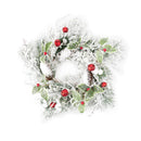 Melrose Flocked Pine Holly Sleigh Bell Candle Ring 18"D