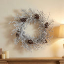 Iced Twig Pinecone Wreath 24"D