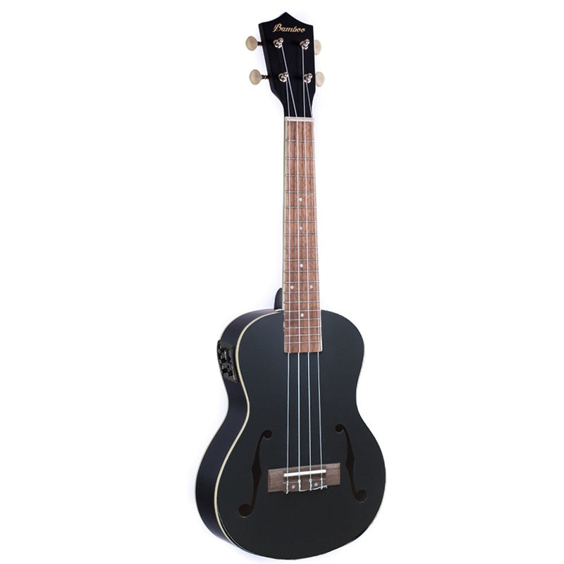 Bamboo Violin‑Style Concert Ukulele 23″ Black w/ EQ & Tuner - U23‑VIO‑BK‑Q