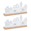 Melrose Metal Village Tealight Candle Holder (Set of 2)