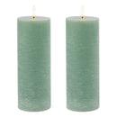 Melrose FIA Wick Green Pillar Candle (Set of 2)