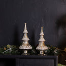 Melrose Silver Beaded Glass Holiday Tree (Set of 2)