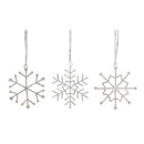 Jeweled Metal Snowflake with Ribbon Hanger (Set of 12)