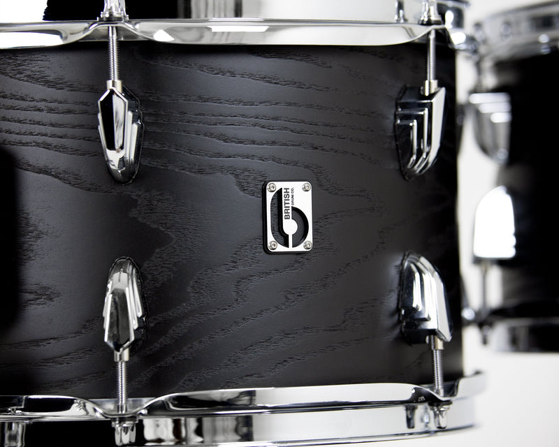 British Drum Co Raven Club Drum Shell Kit (12", 16", 22") - Black Ash Birch