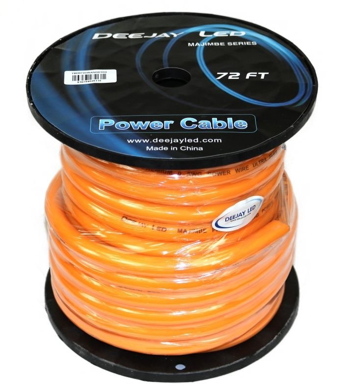 DeeJay LED TBH072ORANGEMIX 0 Gauge 72 Ft Power Cable - Orange