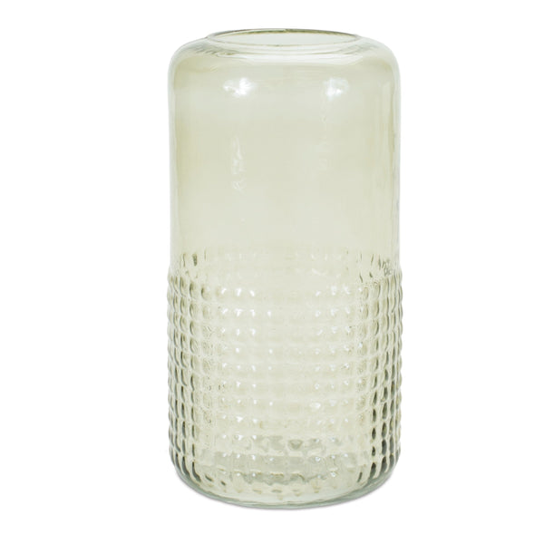 Melrose Green Textured Glass Candle Holder Vase 9.5"H