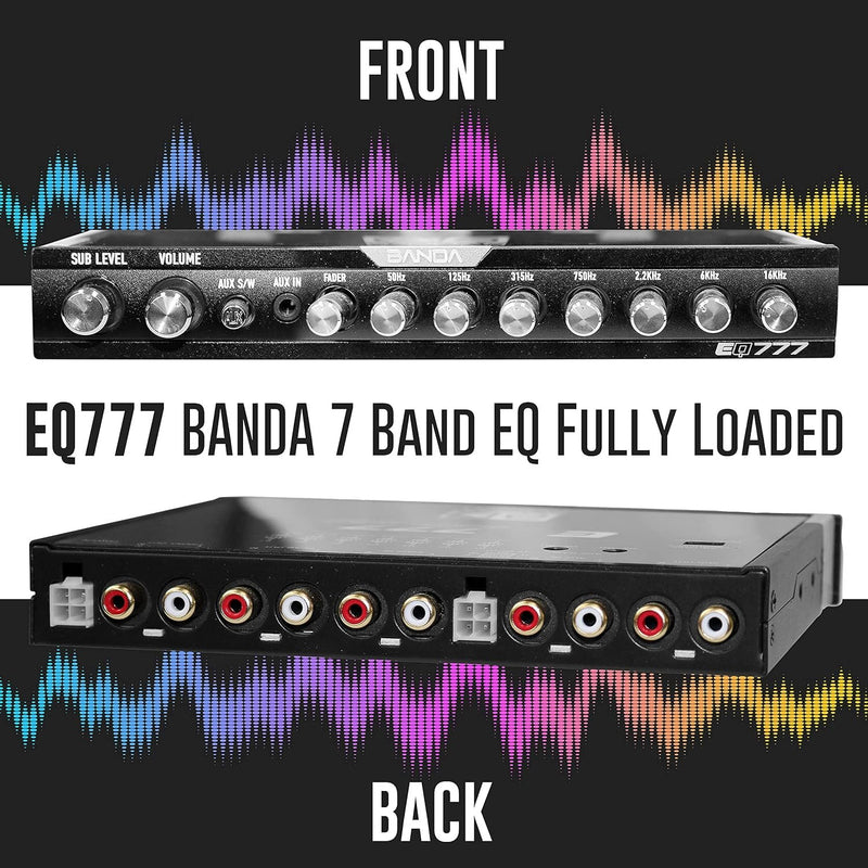 Banda 1/2 DIN Seven Band Graphic Car Equalizer Crossover w/ Front Aux - EQ777