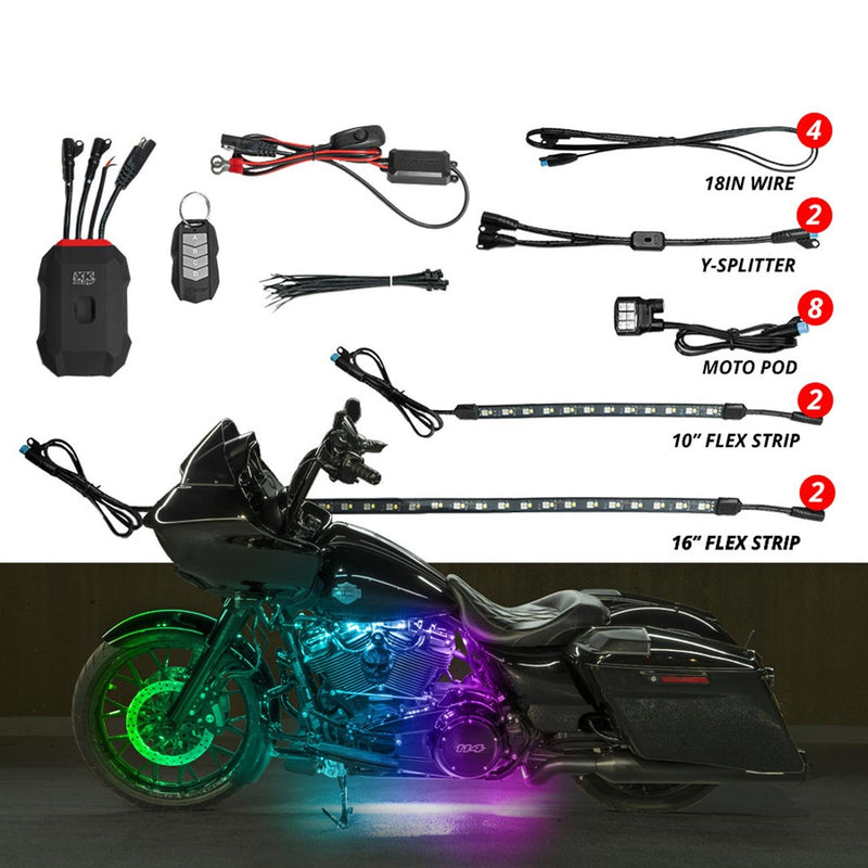 XKGlow XKmax RGB+W addressable Motorcycle Underglow App Control Li - MX-MOTO-STA