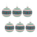 Melrose Stripe Patterened Glass Ball Ornament (Set of 6)
