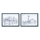 Melrose Framed Sketch Art Barn Print Wall Decor, Rustic