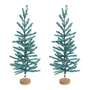 Melrose Turquoise Pine Tree with Wood Base (Set of 2)