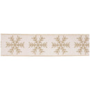 Melrose Glittered Snowflake Wired Ribbon 4" x 5 Yds.