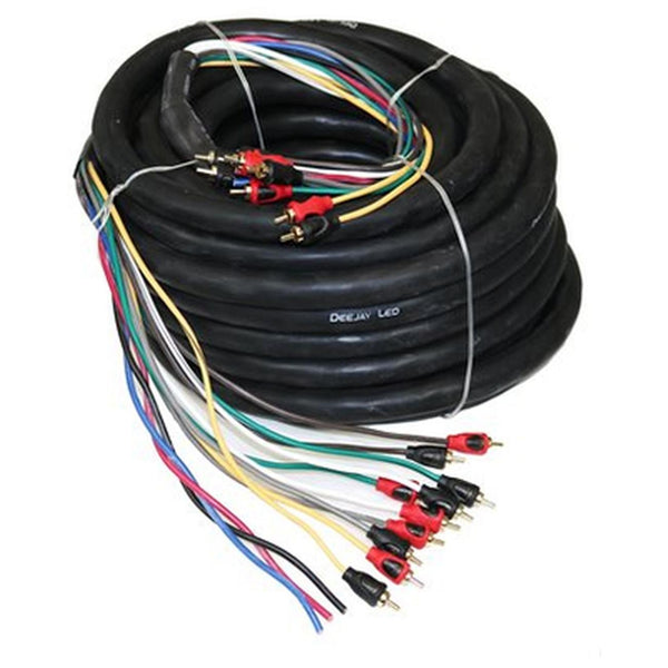 DEEJAY LED 52ft Multi-Amp Cable 10RCA Medusa Black TBHMED52COPPER