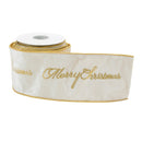 Melrose Embroidered Merry Christmas Wired Ribbon 4" x 5 Yds.