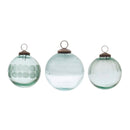 Blue Etched Glass Ball Ornament (Set of 12)