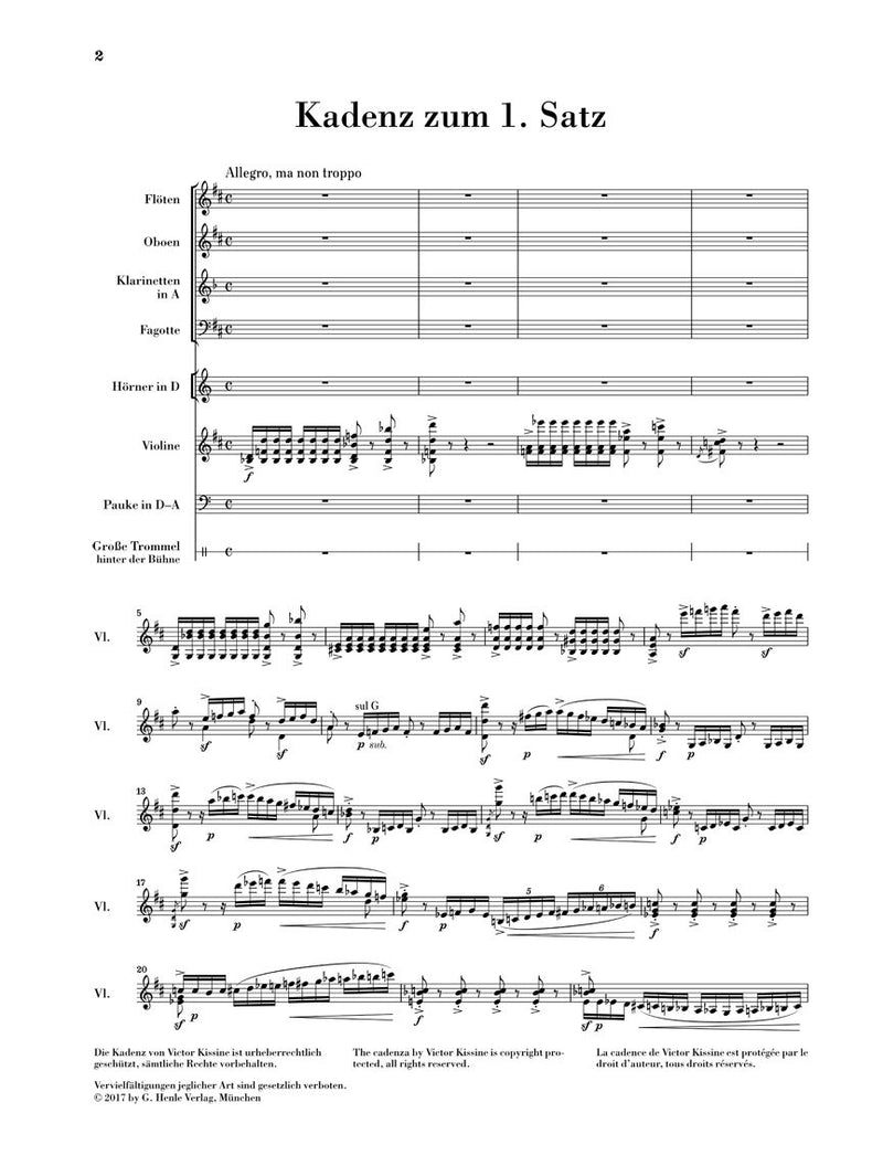 Beethoven Violin Concerto in D Major, Op. 61 Sheet Music – Gidon Kremer Edition