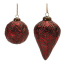 Burgandy Etched Glass Ornament (Set of 6)