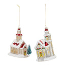 Glittered Glass Church Ornament (Set of 6)