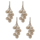 Melrose Beige Pom Pom Cluster Drop Ornament (Set of 4)