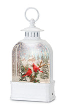 Melrose LED Snow Globe Lantern with Cardinal Forest Scene 10.5"H