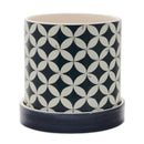 Melrose Geometric Pattern Planter with Plate Set of 2 Planter, Dolomite