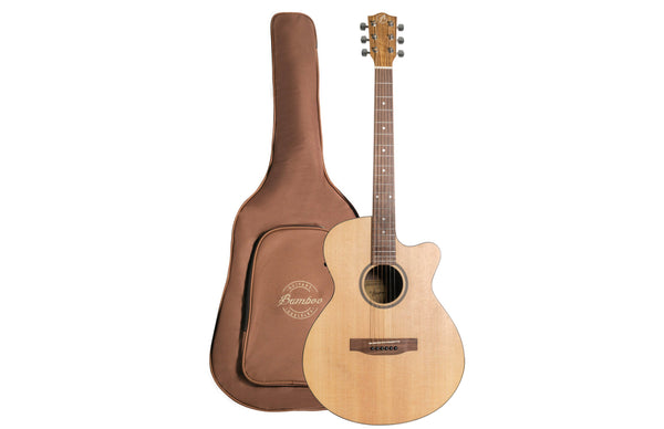 Bamboo Cutaway 40″ Acoustic‑Electric Guitar w/ EQ & Gig Bag