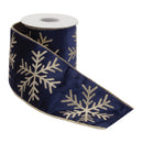 Melrose Glittered Snowflake Wired Ribbon 4" x 5 Yds.