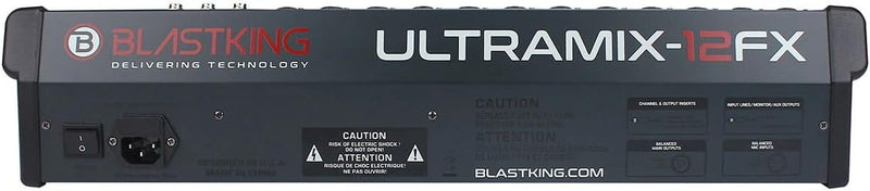 Blastking ULTRAMIX-12FX 12-Channel Analog Mixer w/ FX, Bluetooth & USB I/O