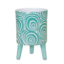 Melrose Blue Patterned Pot with Legs Set of 2 Planter, Dolomite
