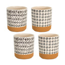 Melrose Geometric Patterned Pot with Terra Cotta Accent Set of 4 Planter