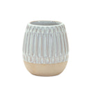 Melrose Ribbed Porcelain Vase with Two Tone Design (Set of 2)