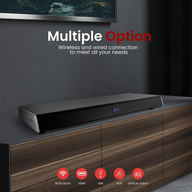 Pyle Bluetooth HD Tabletop TV Sound Bar Speaker System – HDMI, 2.1 Channel