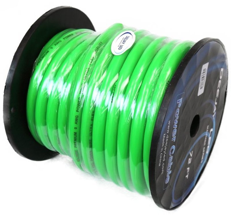 DeeJay LED TBH072GREENMIX 0 Gauge 72 Ft Power Cable - Green