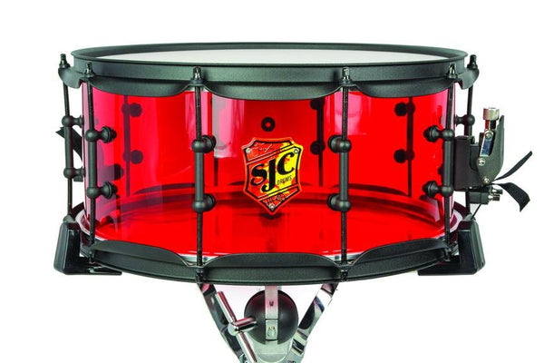 SJC Josh Dun Torch Snare Drum 6.5x14" Red Acrylic Shell Black Hardware