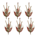 Melrose Glittered Pine and Sleigh Bell Spray (Set of 6)