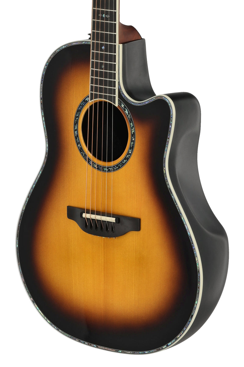 Ovation Custom Balladeer Acoustic‑Electric Guitar - Honey Burst w/ Gig Bag