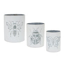 Melrose Brushed Metal Insect Pot Set of 3 Planter