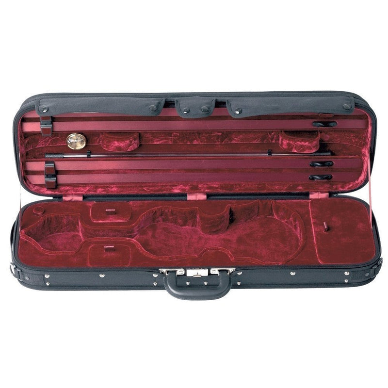 GEWA Maestro 4/4 Oblong Violin Case Black/Burgundy w/ Thermo Shell