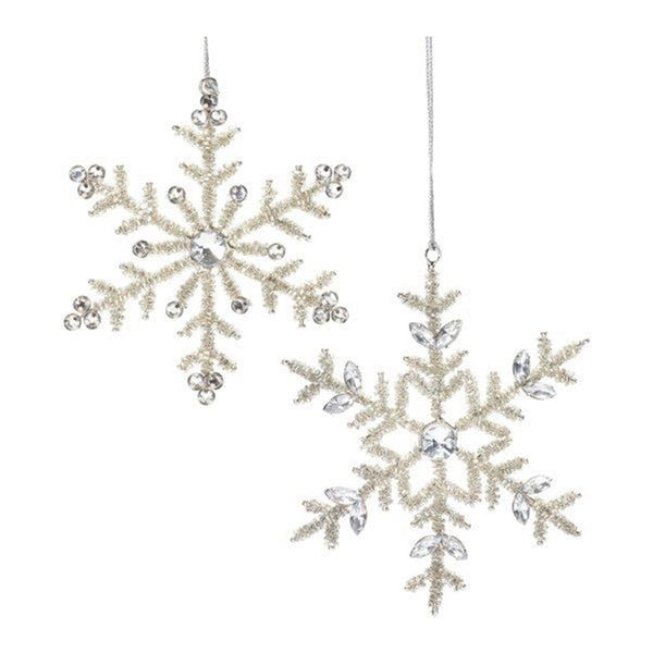 Jeweled Metal Snowflake Ornament (Set of 12)