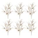 Melrose Flocked Twig Branch with Sleigh Bells (Set of 6)
